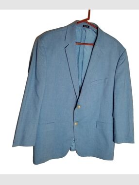 Saddlebred Blazer Men's 48R Two Button Sport Coat Jacket Blue 100% Cotton